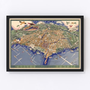 Chicago Map 1931, Vintage Chicago Map, Old Chicago Illinois Art, Wall Art Gift for Chicago History Lovers Retro Decor