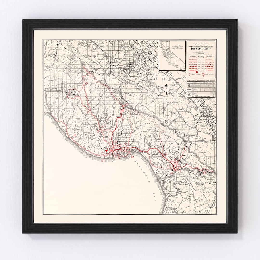 Santa Clara County Map 1935, Vintage Santa Clara County Map, Old Santa ...