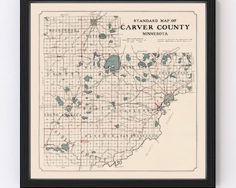 1913 Map of Carver County Minnesota - Etsy