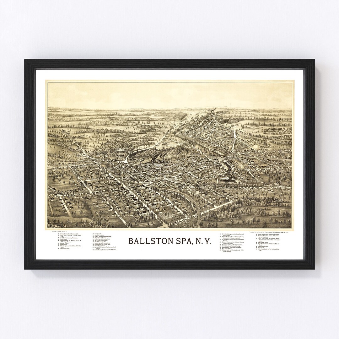 Ballston Spa Map 1890 Old Map of Ballston Spa New York Art Vintage