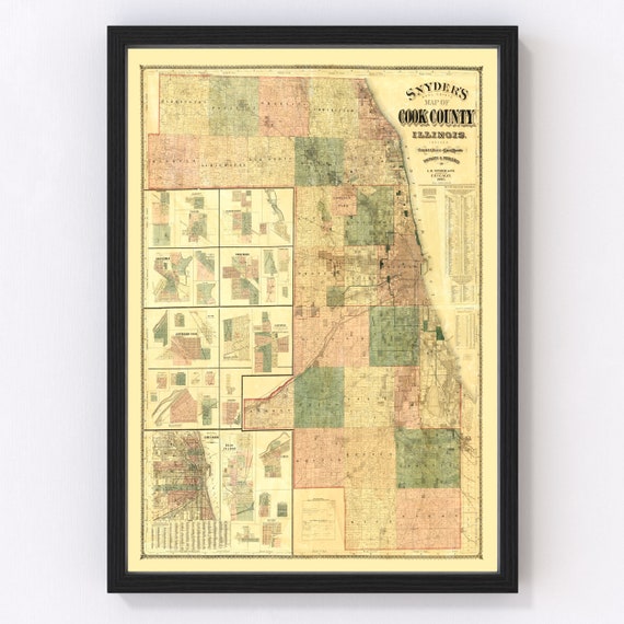 Land Ownership Map Illinois Cook County Illinois Vintage Map From 1886 Old County Map | Etsy
