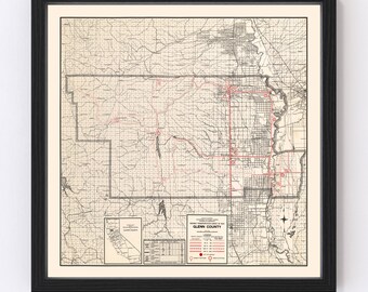 Glenn County Map 1935, Vintage Glenn County Map, Old Glenn County California Art, Wall Art Gift for Glenn County History Lovers Retro Decor