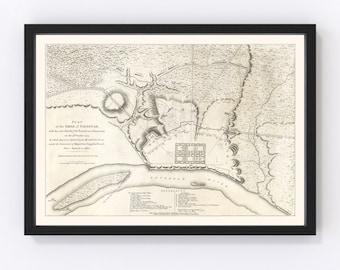 Savannah Map 1794 - Old Map of Savannah Georgia Art Vintage Print Framed Canvas Portrait History Genealogy Farmhouse Décor