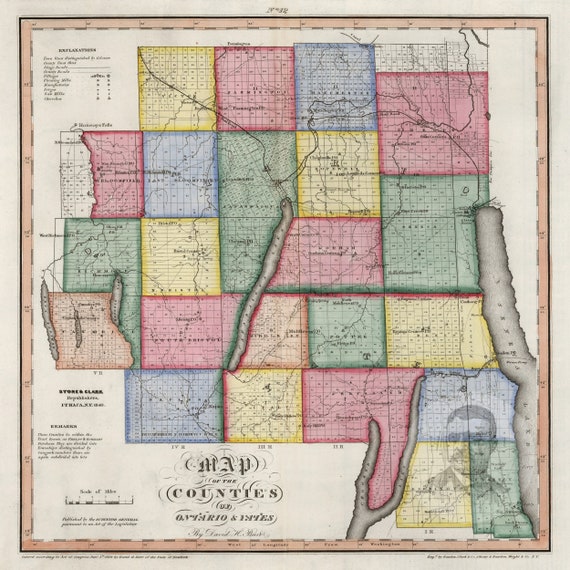 Map Of Ontario County Ny Ontario County New York Vintage Map From 1840 Old County - Etsy New Zealand