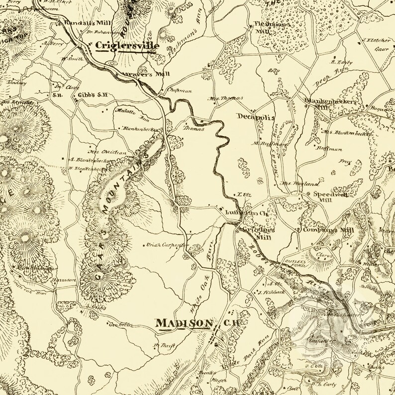 Madison County Virginia Vintage Map From 1875 Old County Etsy