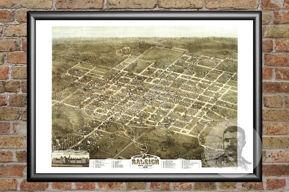 Winston-Salem NC 1891 Historic Panoramic Town Map 24x36