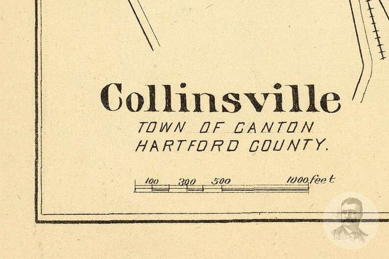Vintage Collinsville Map from 1893 Old Connecticut Map Etsy