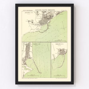 Alicante Map 1878, Vintage Alicante Map, Old Alicante Art, Wall Art Gift for Alicante History Lovers Retro Decor