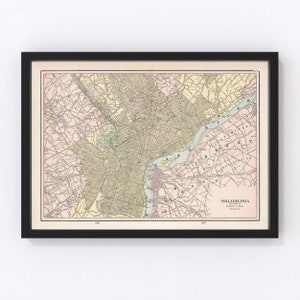 Philadelphia Map 1901, Vintage Philadelphia Map, Old Philadelphia Pennsylvania Art, Wall Art Gift for Philadelphia History Lovers Retro Deco