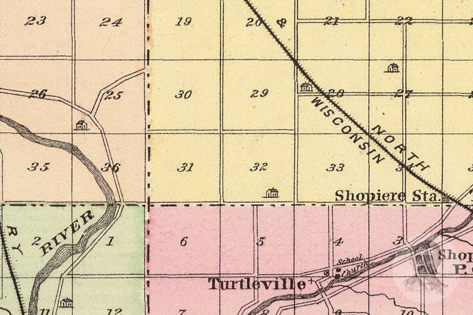 Vintage Rock County WI Map 1878 Old Wisconsin Map Etsy