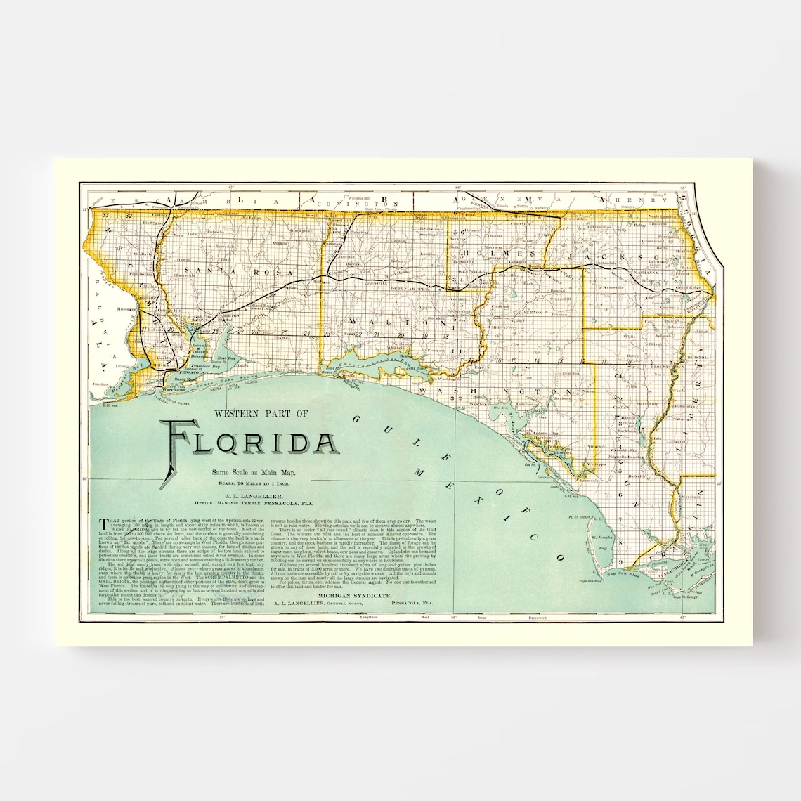 Florida Map 1890 Old Map of Florida - Il 1140xN.4251781817 8iae 