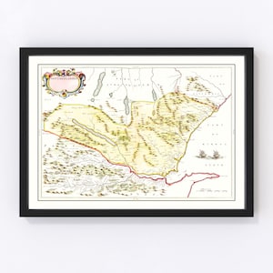 Sutherland Map 1665, Vintage Sutherland Map, Old Sutherland Art, Wall Art Gift for Sutherland History Lovers Retro Decor