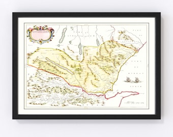 Sutherland Map 1665, Vintage Sutherland Map, Old Sutherland Art, Wall Art Gift for Sutherland History Lovers Retro Decor