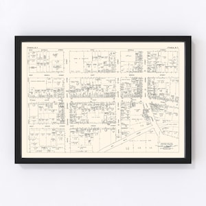 May include: A black and white map of Ithaca, New York, showing the street layout of the city. The map is divided into sections, each labeled with a street name. The map also includes the names of various buildings and landmarks.