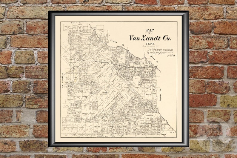 Vintage Van Zandt County Map 1884 Old Map of Van Zandt Etsy