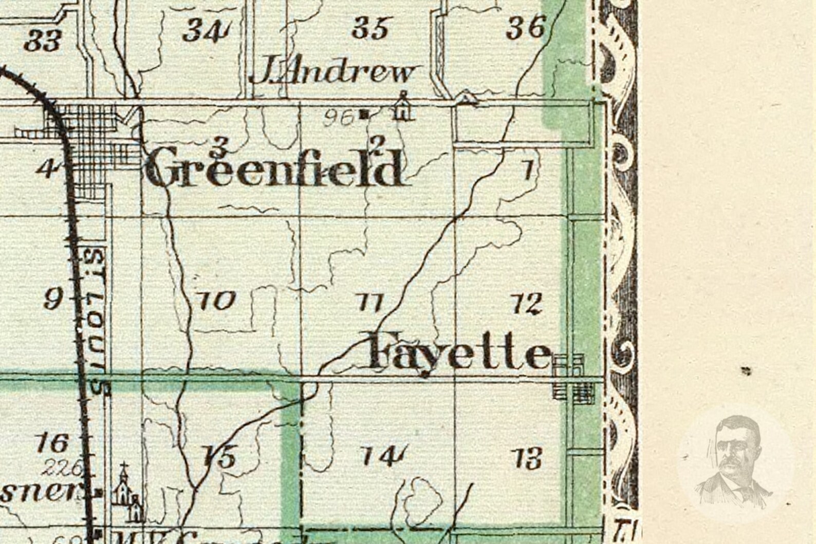 Vintage Greene County IL Map 1876 Old Illinois Map Etsy