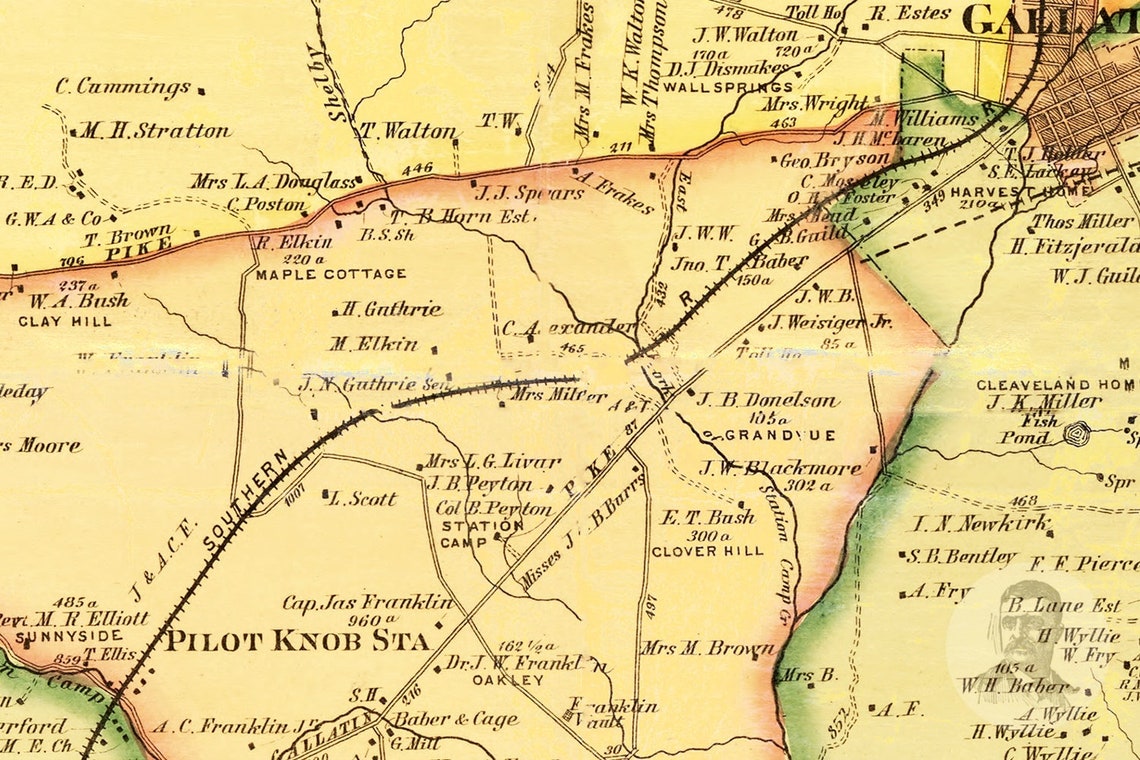 Vintage Sumner County Map 1878 Old Map of Sumner County Etsy