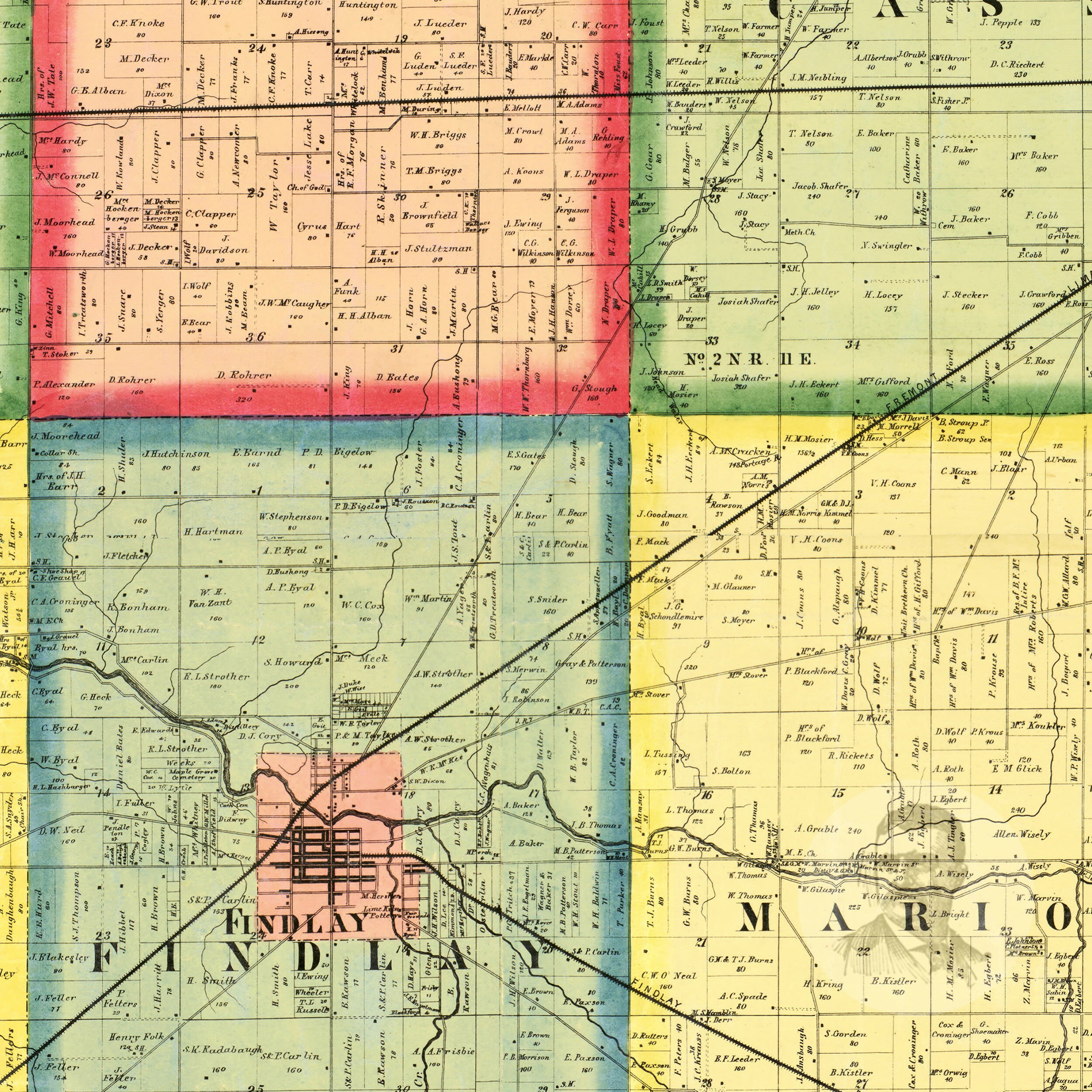 Hancock County Ohio Vintage Map From 1863 Old County Map Etsy UK