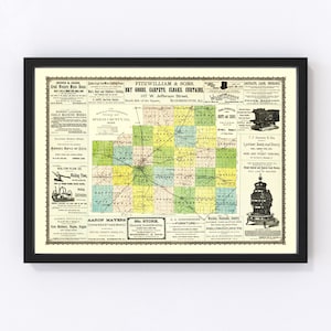 McLean County Map 1886, Vintage McLean County Map, Old McLean County Illinois Art, Wall Art Gift for McLean County History Lovers Retro Deco