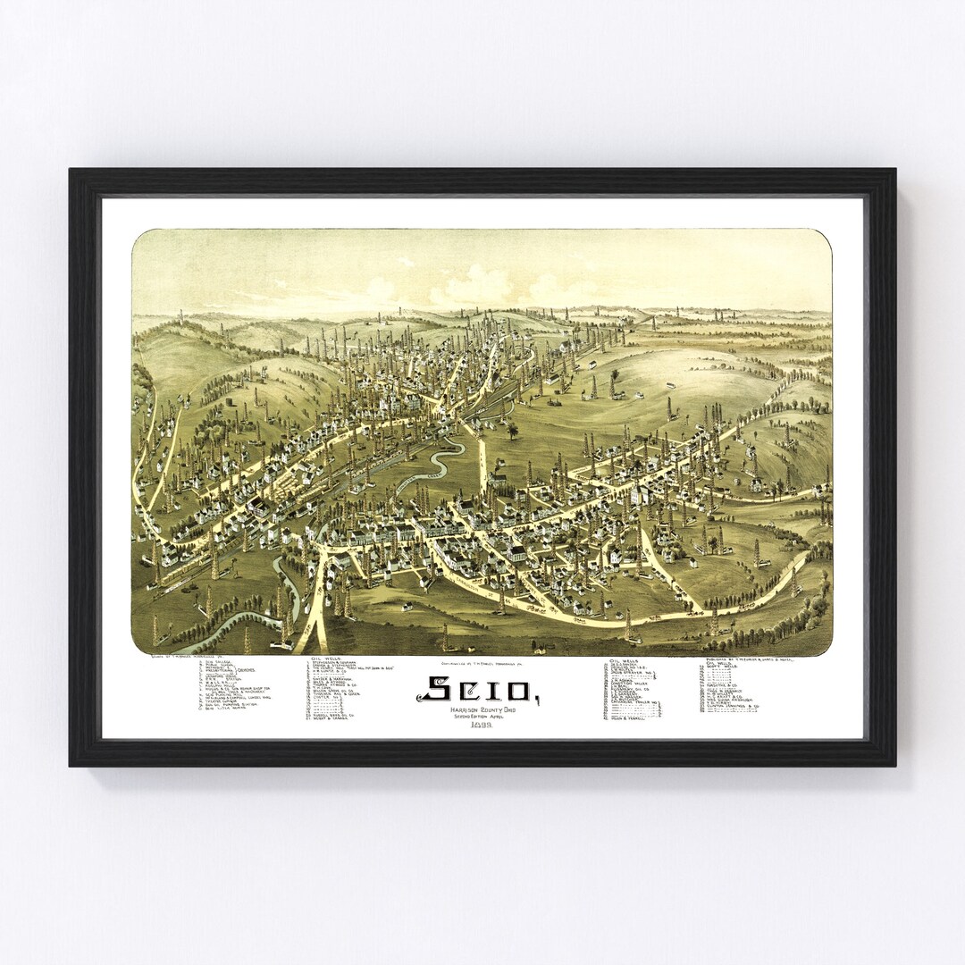 Scio, Ohio Vintage Map From 1899 Old City Map Art Print of Scio, OH