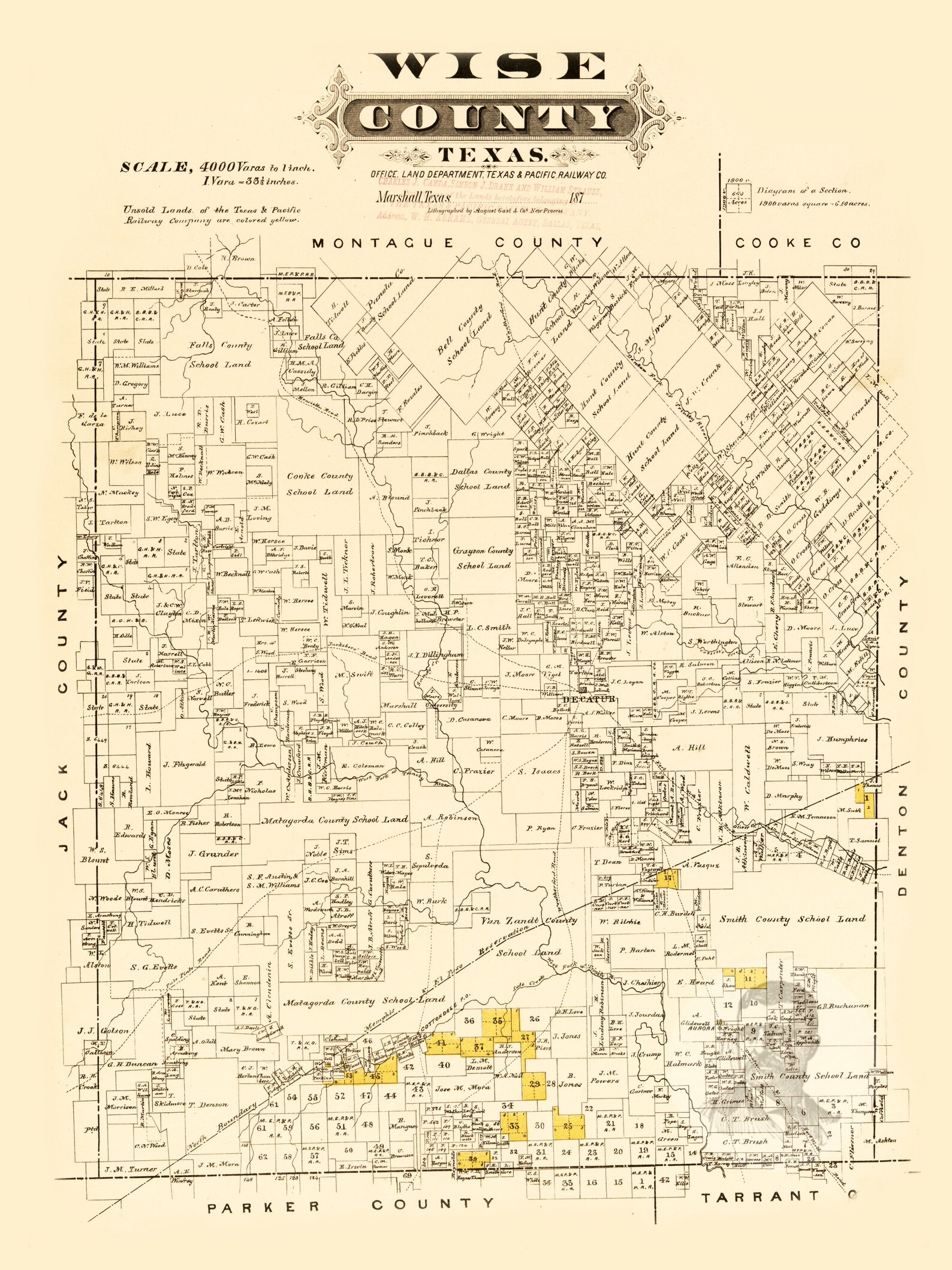 Wise County Texas Vintage Map From 1870 Old County Map Art Etsy