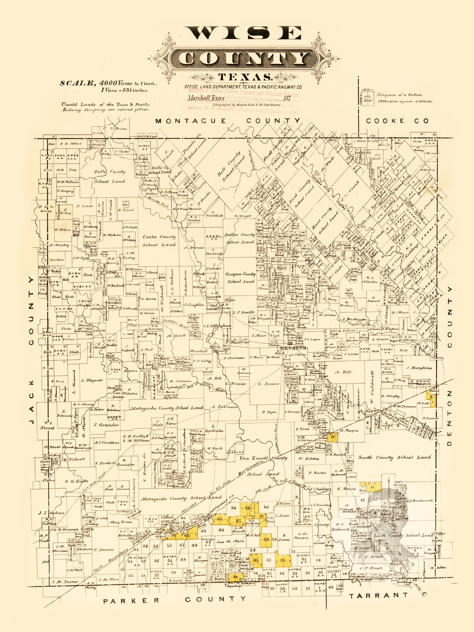 Wise County Texas Vintage Map From 1870 Old County Map Art Etsy