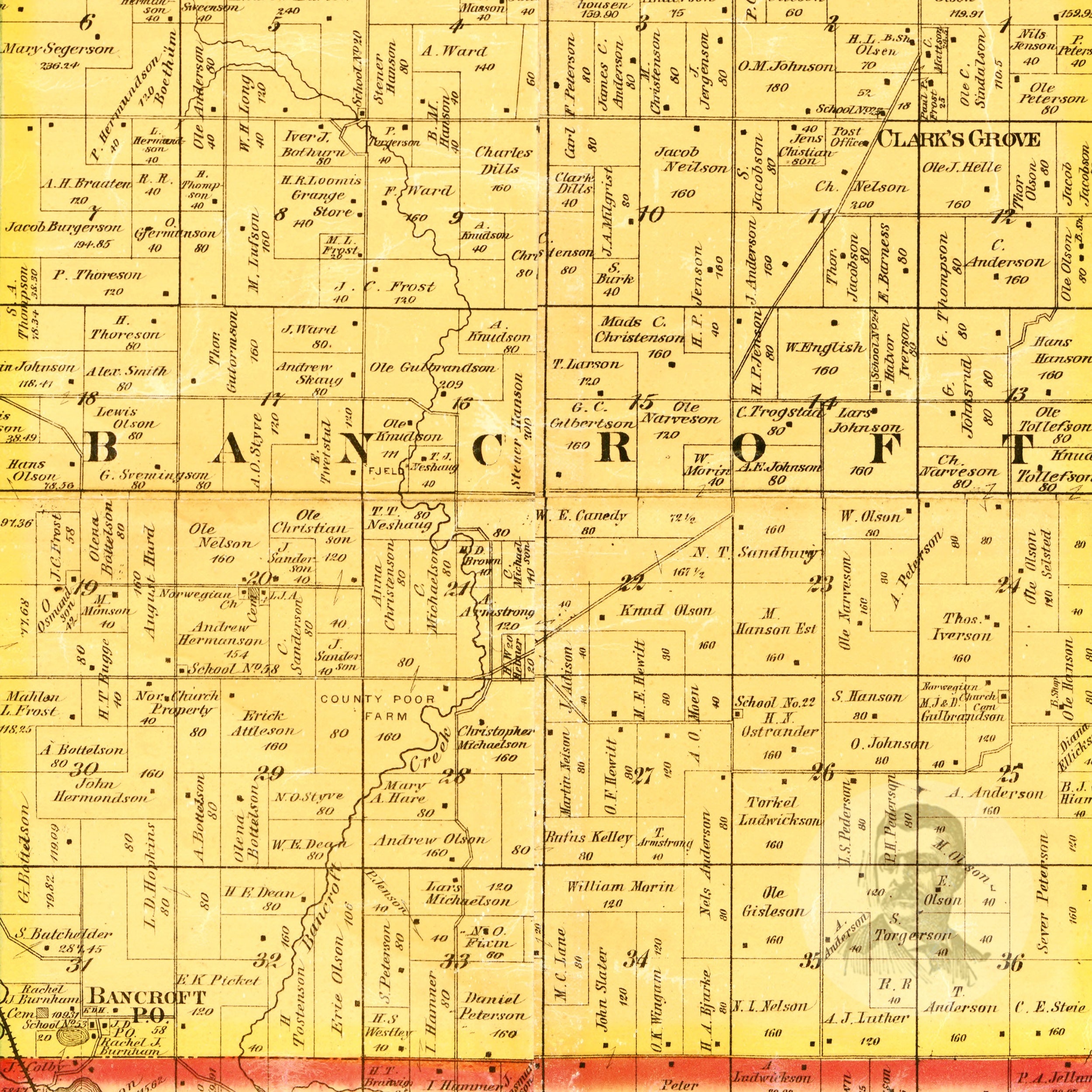 Freeborn County Minnesota Vintage Map From 1878 Old County Etsy UK