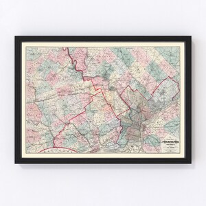 Philadelphia Map 1882, Vintage Philadelphia Map, Old Philadelphia Pennsylvania Art, Wall Art Gift for Philadelphia History Lovers Retro Deco