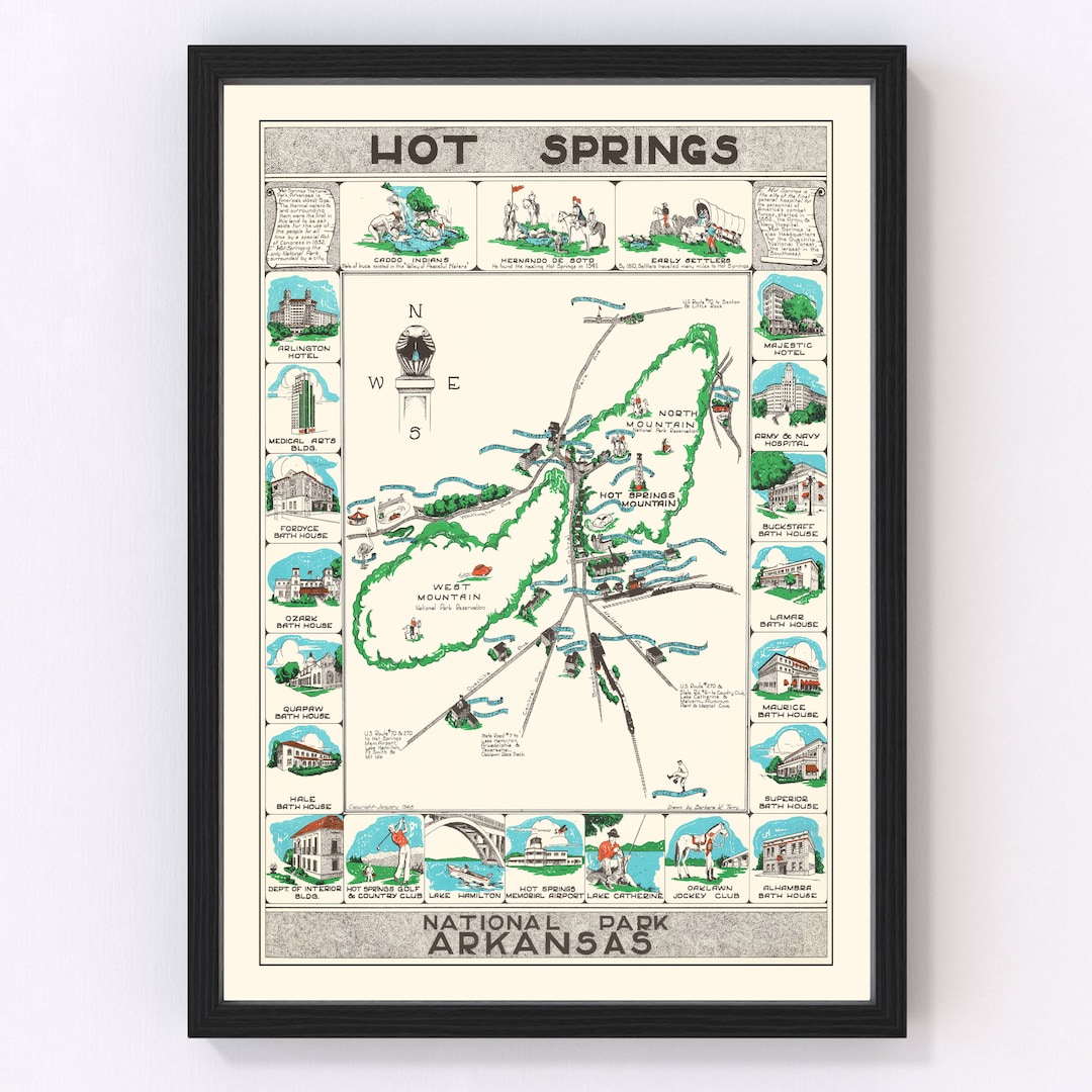 Hot Springs National Park Map 1948 - Old Map of Hot Springs National ...