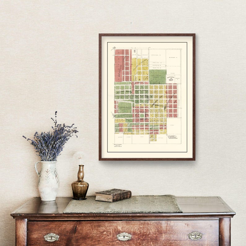 Kahoka Map 1896 Old Map of Kahoka Missouri Art Vintage Print Framed