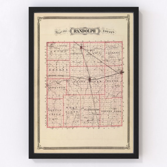 Randolph County Indiana Map Randolph County Indiana Vintage Map From 1876 Old County | Etsy
