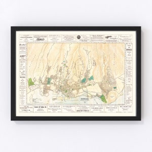 Honolulu Map 1922, Vintage Honolulu Map, Old Honolulu Hawaii Art, Wall Art Gift for Honolulu History Lovers Retro Decor