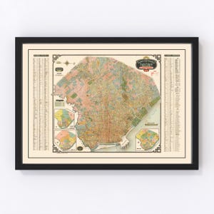 Buenos Aires Map 1915, Vintage Buenos Aires Map, Old Buenos Aires Art, Wall Art Gift for Buenos Aires History Lovers Retro Decor