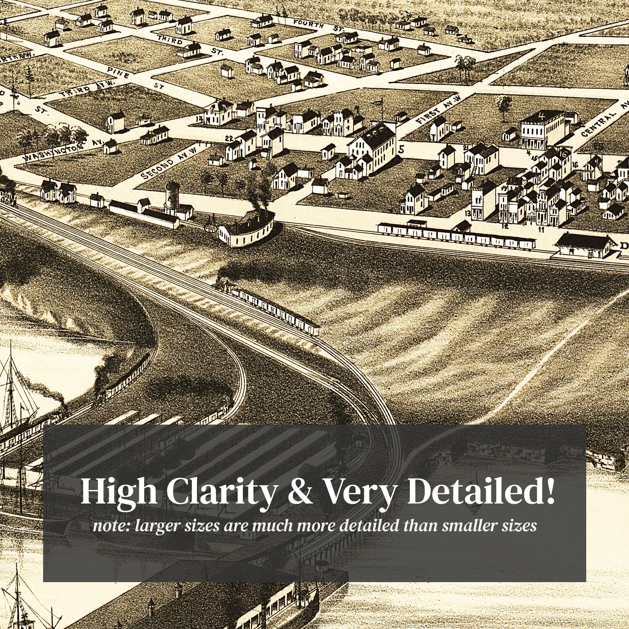 Washburn Map 1886 Old Map of Washburn Wisconsin Art Vintage Etsy