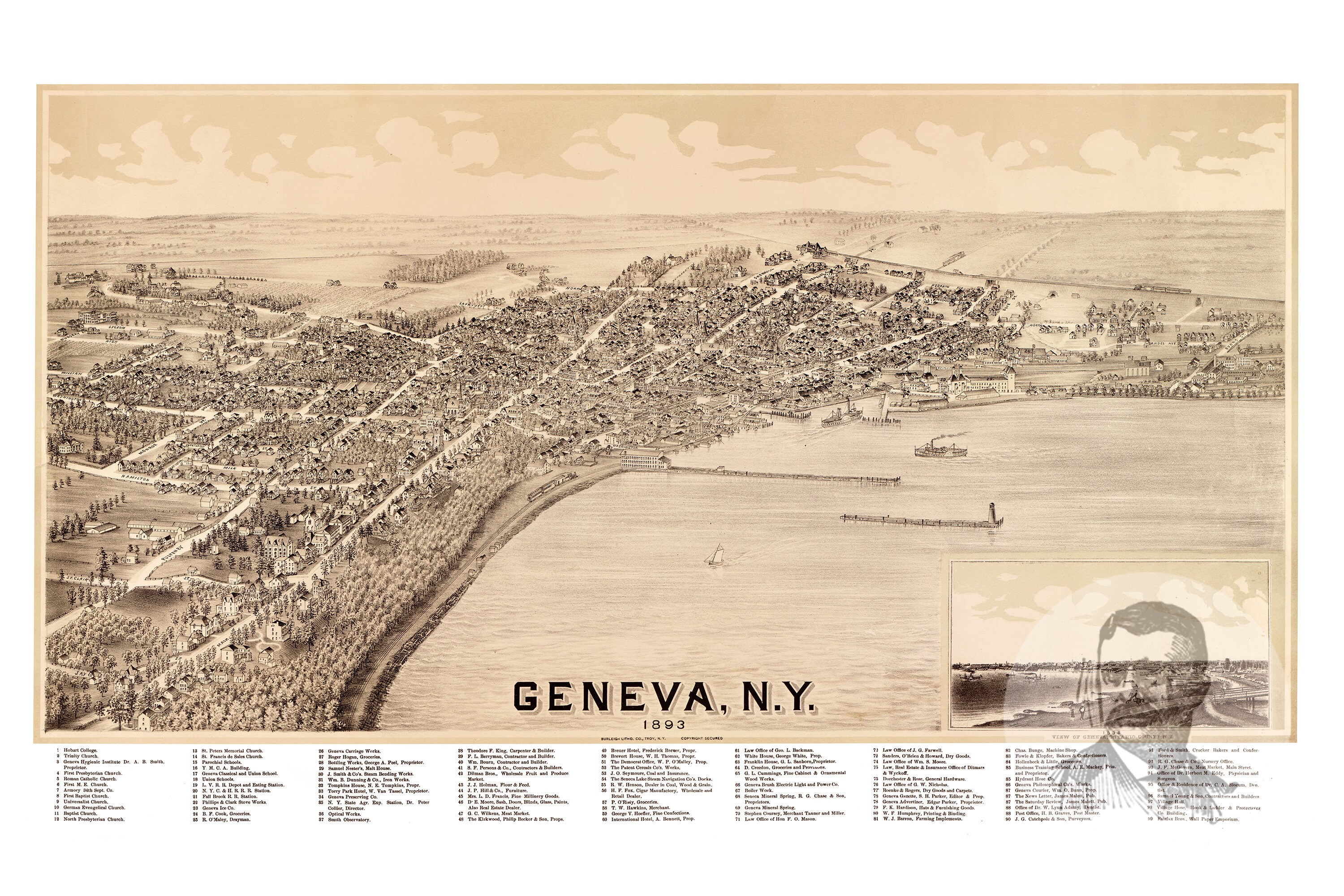 Vintage Geneva Map 1893 Old Map of Geneva New York | Etsy
