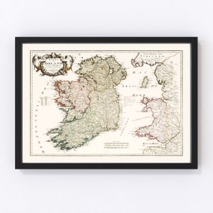 Ireland Map 1795, Vintage Ireland Map, Old Ireland Art, Wall Art Gift for Ireland History Lovers Retro Decor