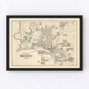 Sioux City Map 1893, Vintage Sioux City Map, Old Sioux City Iowa Art, Wall Art Gift for Sioux City History Lovers Retro Decor