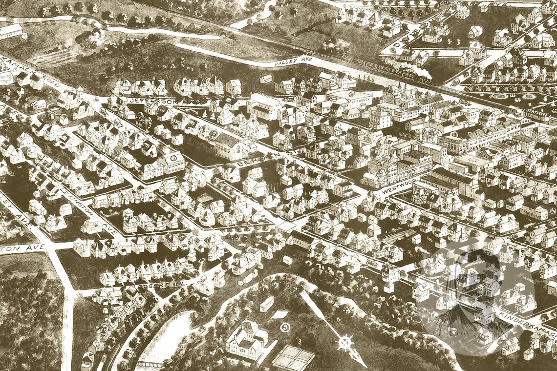 Vintage Westwood Map 1924 Old Map of Westwood New Jersey Etsy