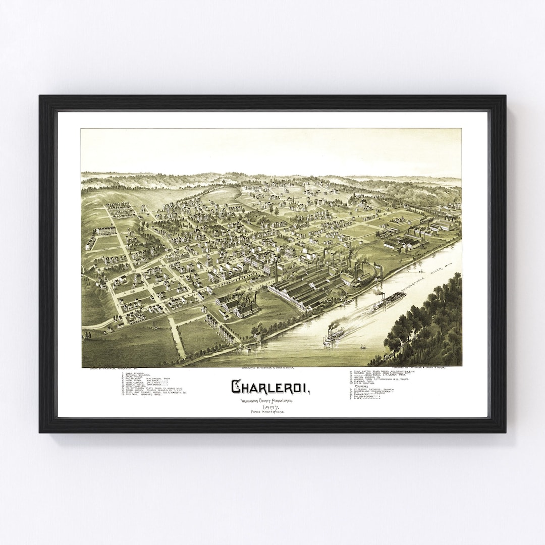 Charleroi Map 1897 Old Map of Charleroi Pennsylvania Art Etsy