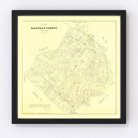 Bastrop County Texas Map 1879 Old Map of Bastrop County Etsy