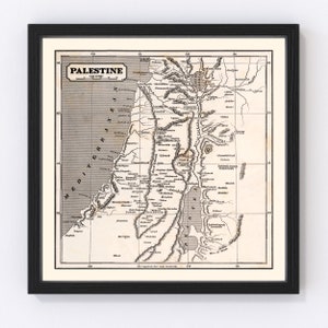 Palestine Map 1848 - Old Map of Palestine Palestine Art Vintage Print Framed Wall Art Canvas Portrait  History Genealogy Travel Ancestry