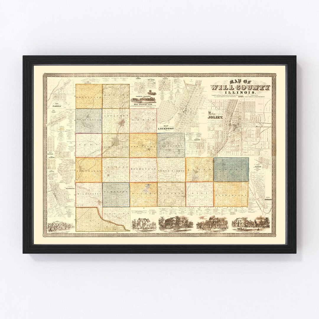 Will County Illinois Map 1864 Old Map of Will County - Etsy