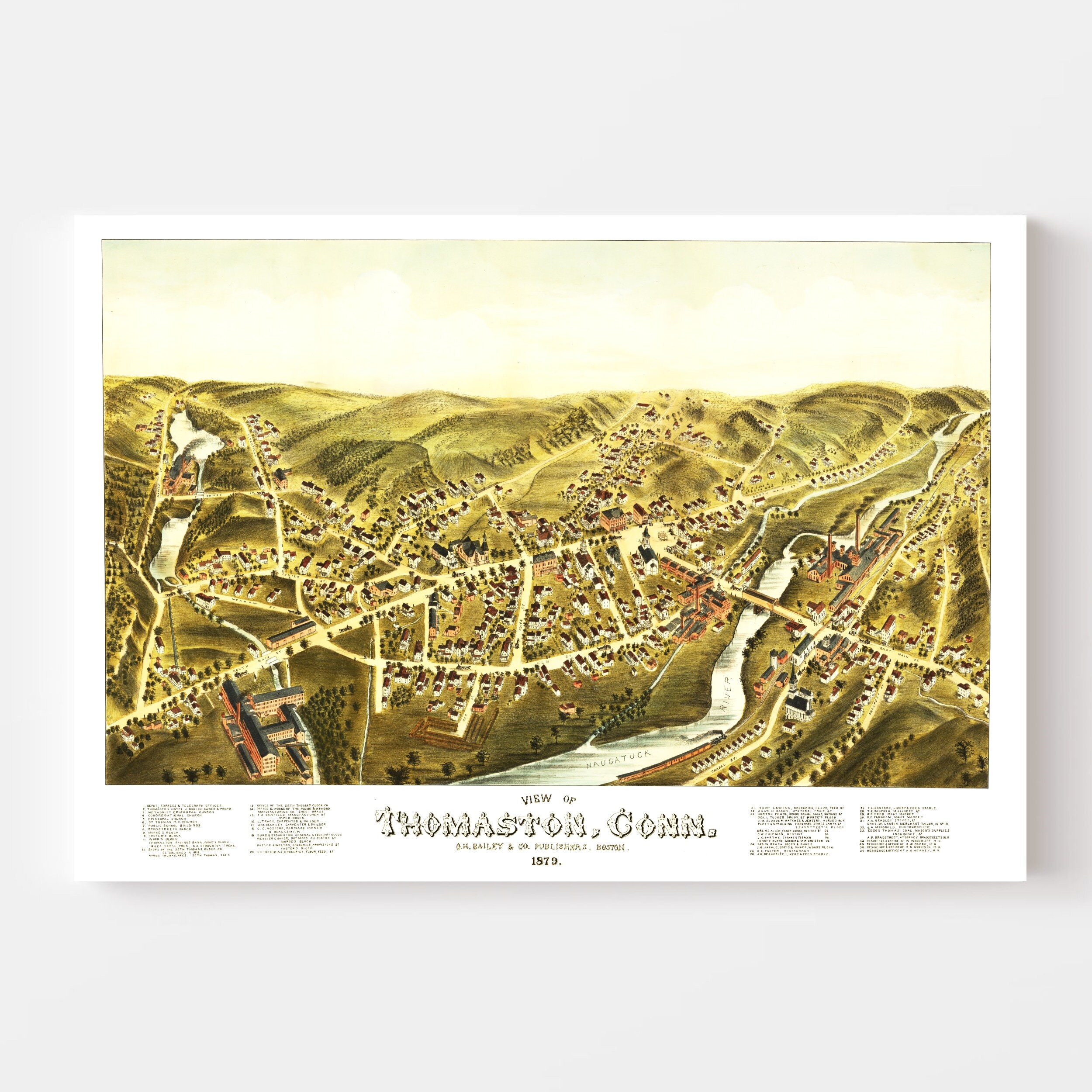 Thomaston Map 1879 Old Map of Thomaston Connecticut Art - Etsy New Zealand