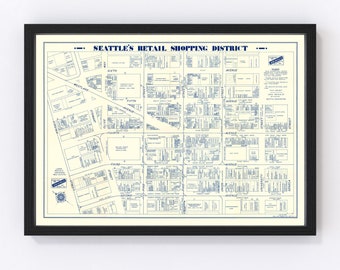 Seattle Map 1930, Vintage Seattle Map, Old Seattle Washington Art, Wall Art Gift for Seattle History Lovers Retro Decor