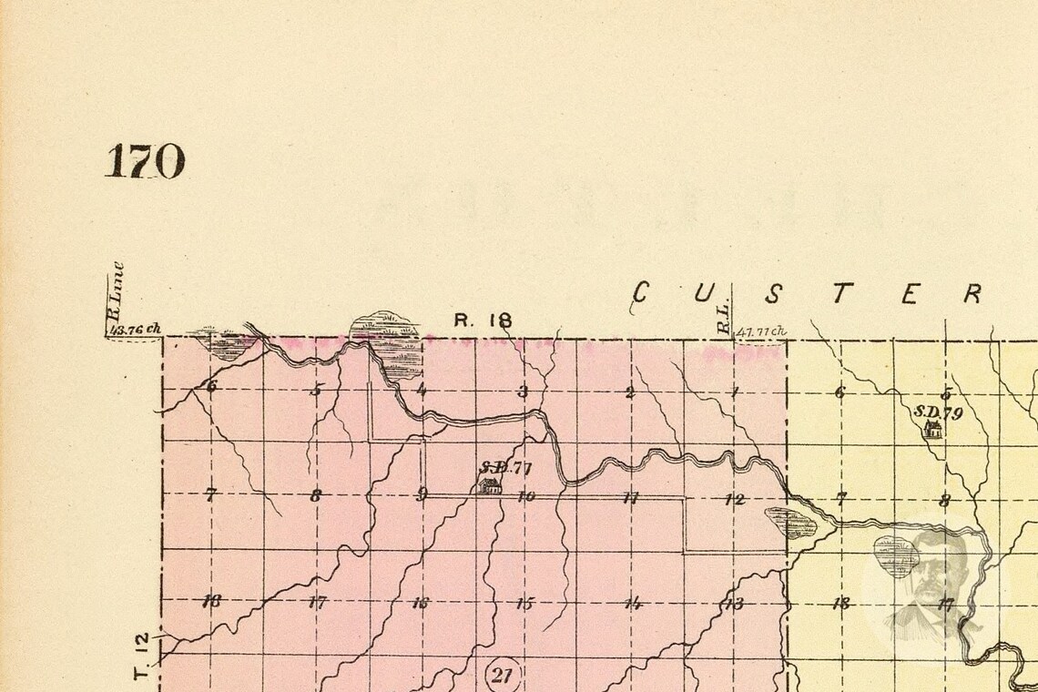 Vintage Buffalo County NE Map 1885 Old Nebraska Map Etsy