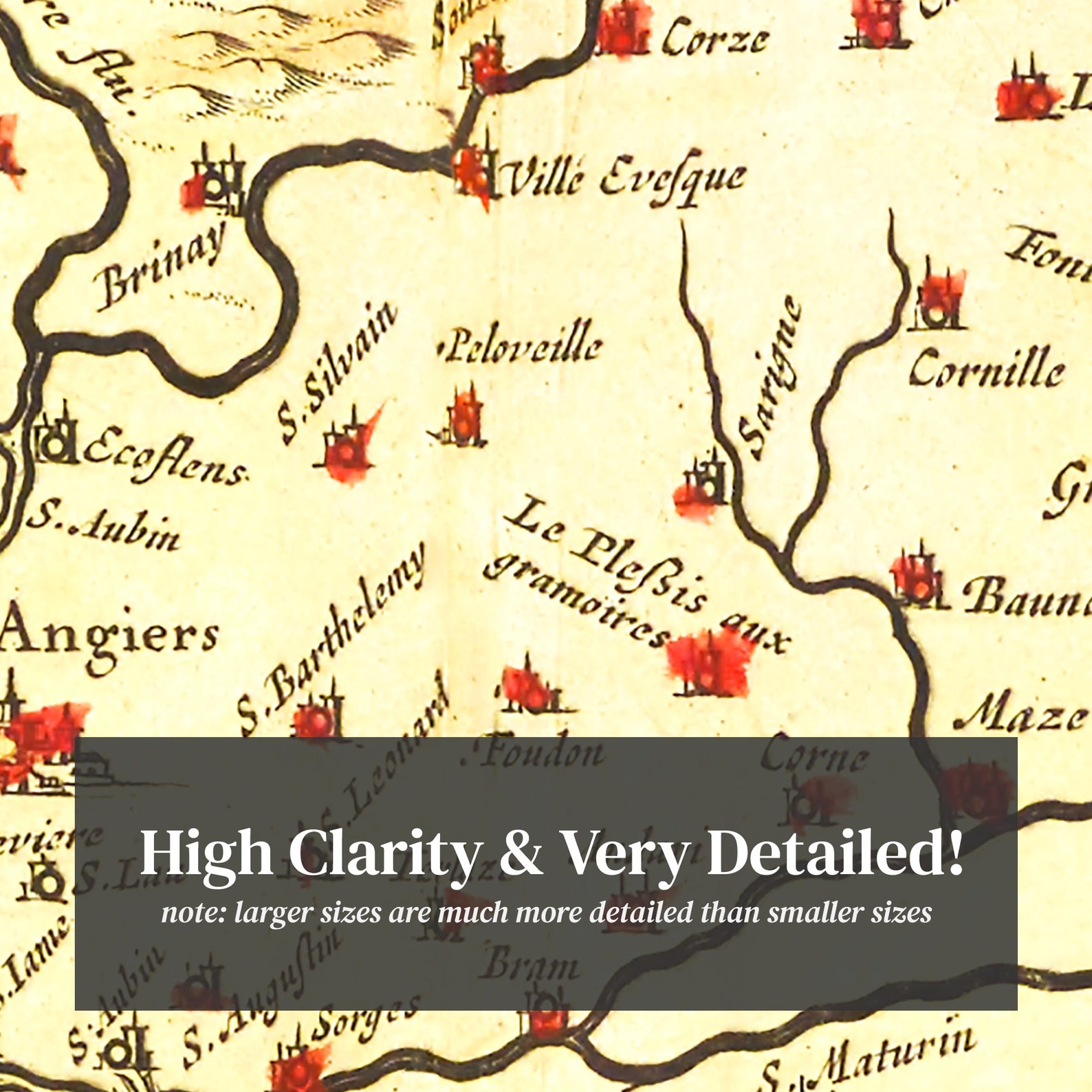 Anjou Map 1665 Old Map of Anjou France Art Vintage Print Etsy