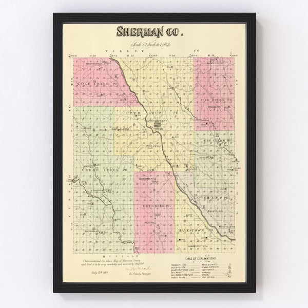 Sherman Ne Map Etsy