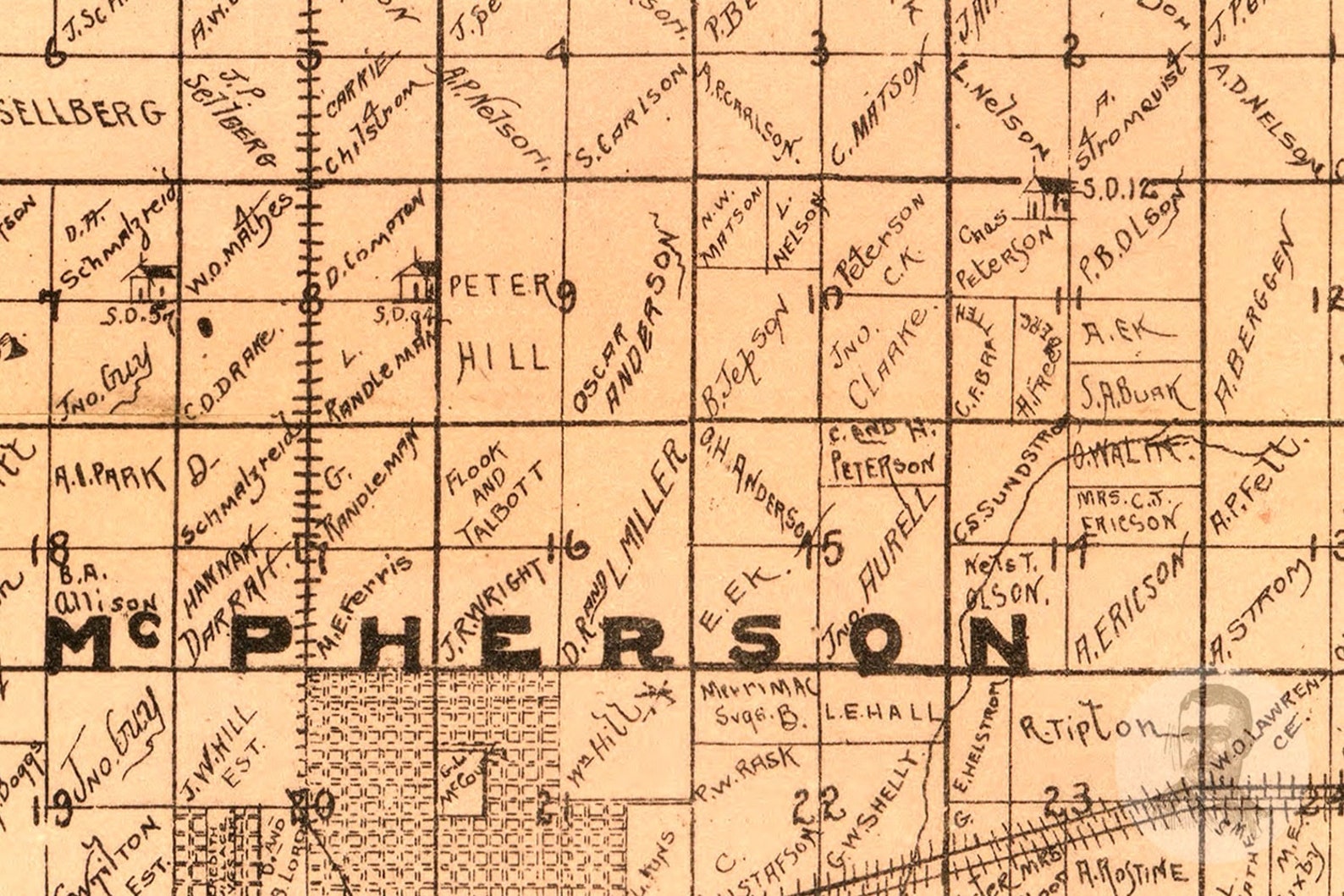 Vintage Mcpherson County Map 1898 Old Map of Mcpherson Etsy
