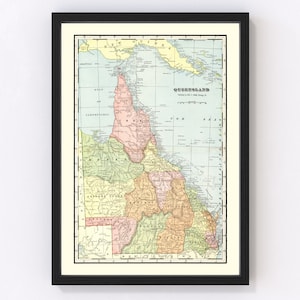 Australia Map 1901, Vintage Australia Map, Old Australia Art, Wall Art Gift for Australia History Lovers Retro Decor