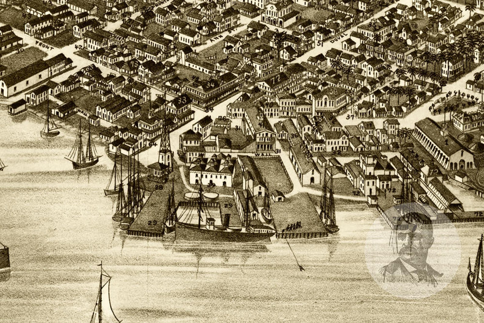 Vintage Key West Map 1884 Old Map of Key West Florida Etsy